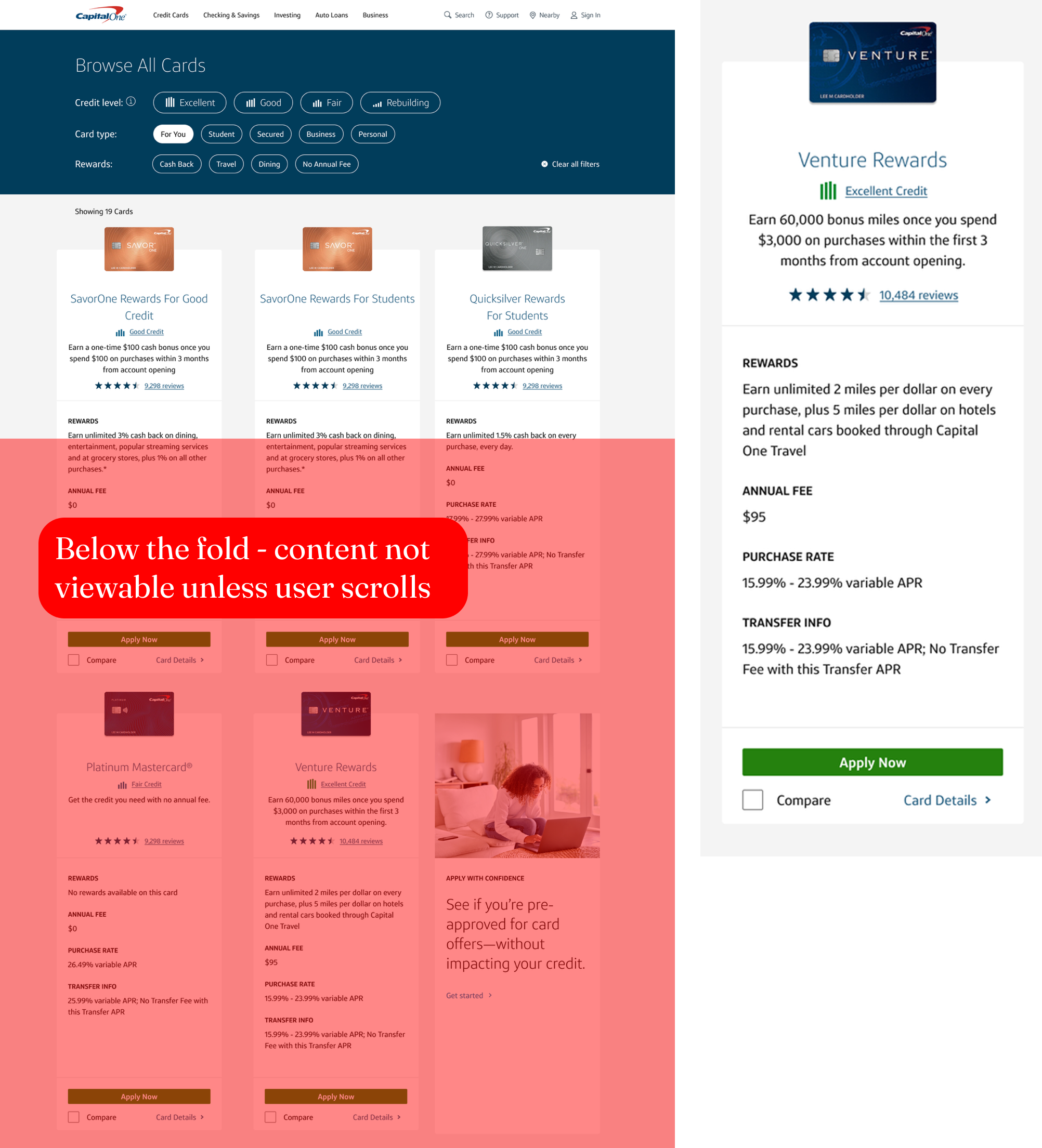 Before: browse all cards page with dense bullet-point card descriptions
