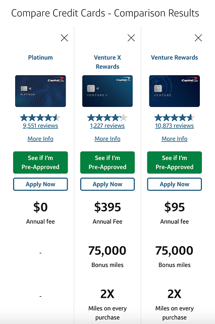 After: redesigned comparison feature